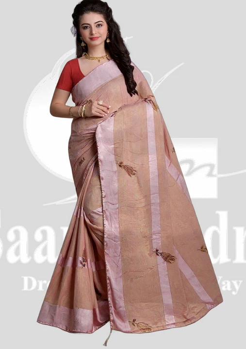 Lace Printed Saree &ndash; UBR &ndash; Peach Mix